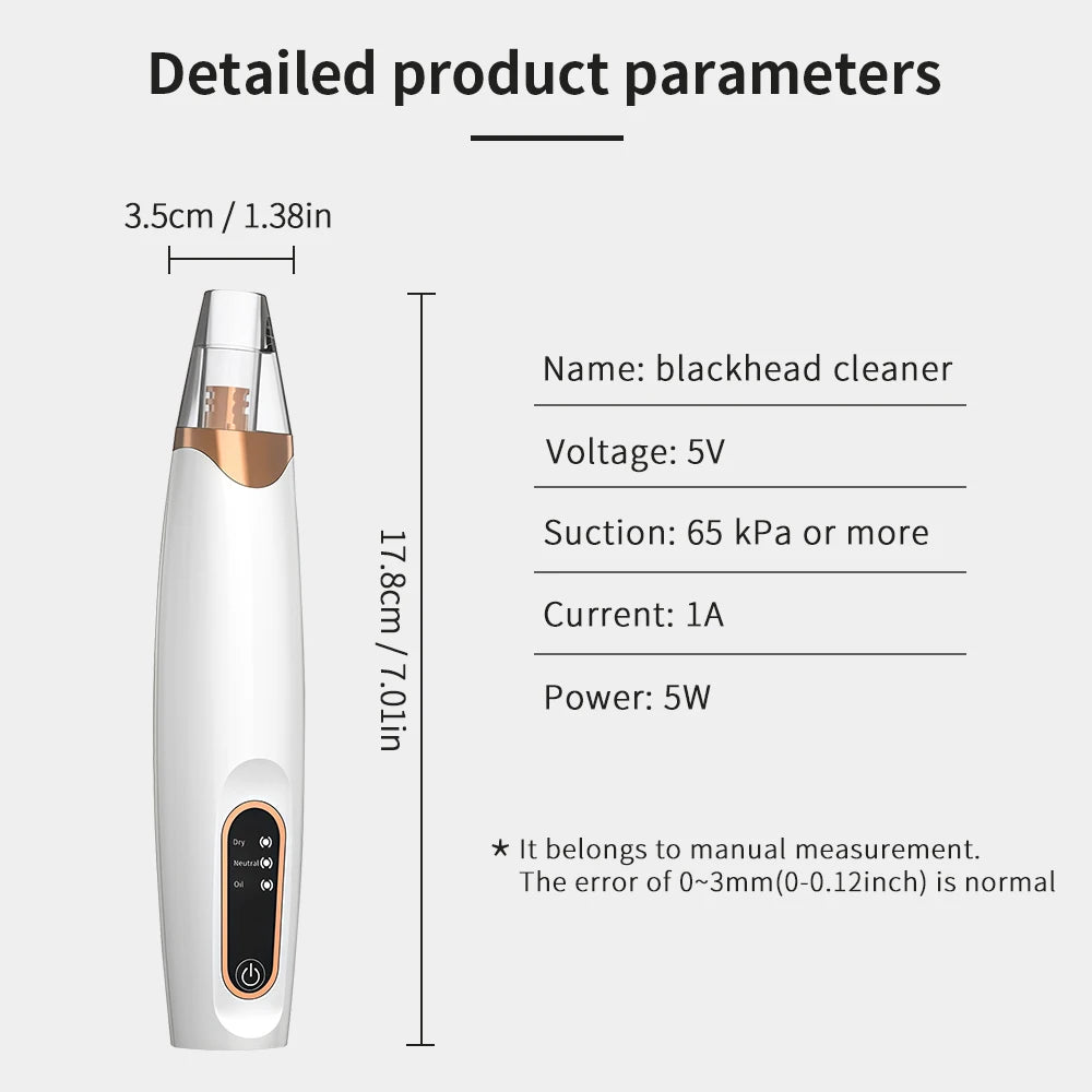 Electric Blackhead Vacuum Remover Vacuum Facial Pore Cleaner Electric Acne Extractor Tool for Women & Men Face Nose Cleaner