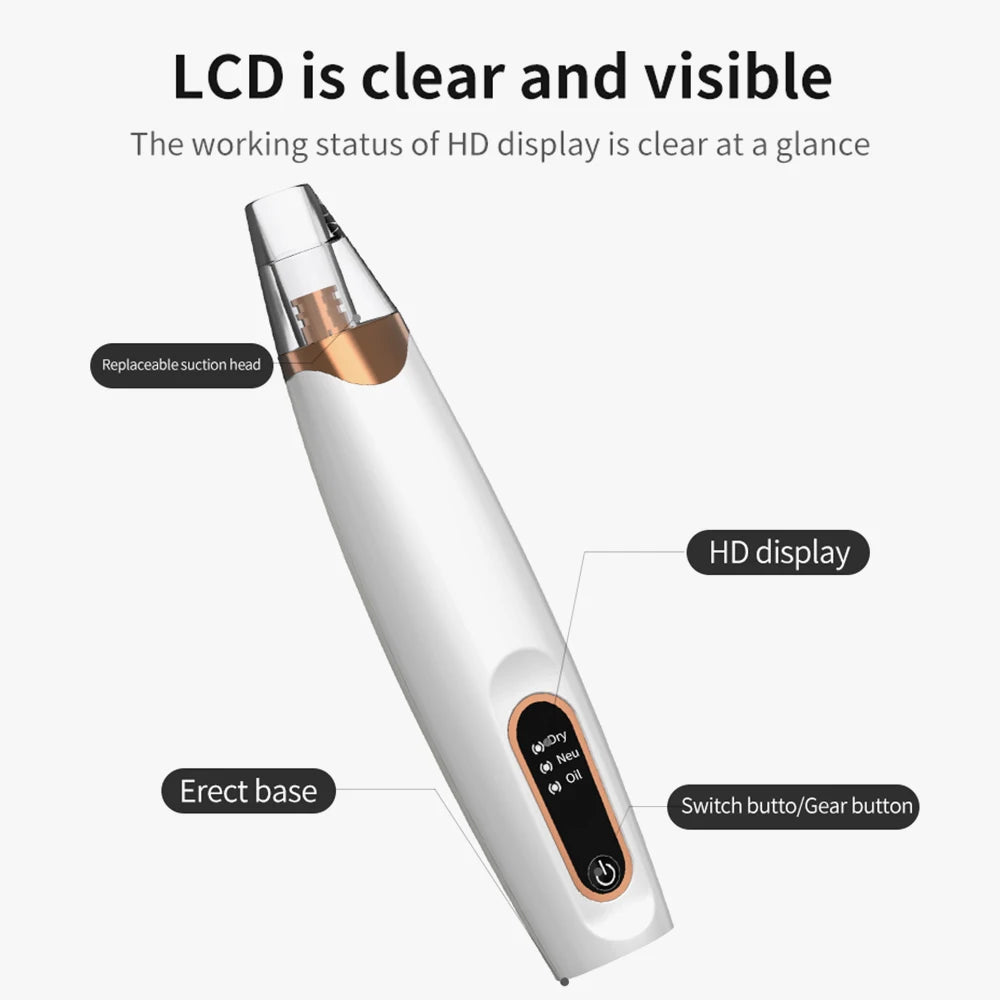 Electric Blackhead Vacuum Remover Vacuum Facial Pore Cleaner Electric Acne Extractor Tool for Women & Men Face Nose Cleaner